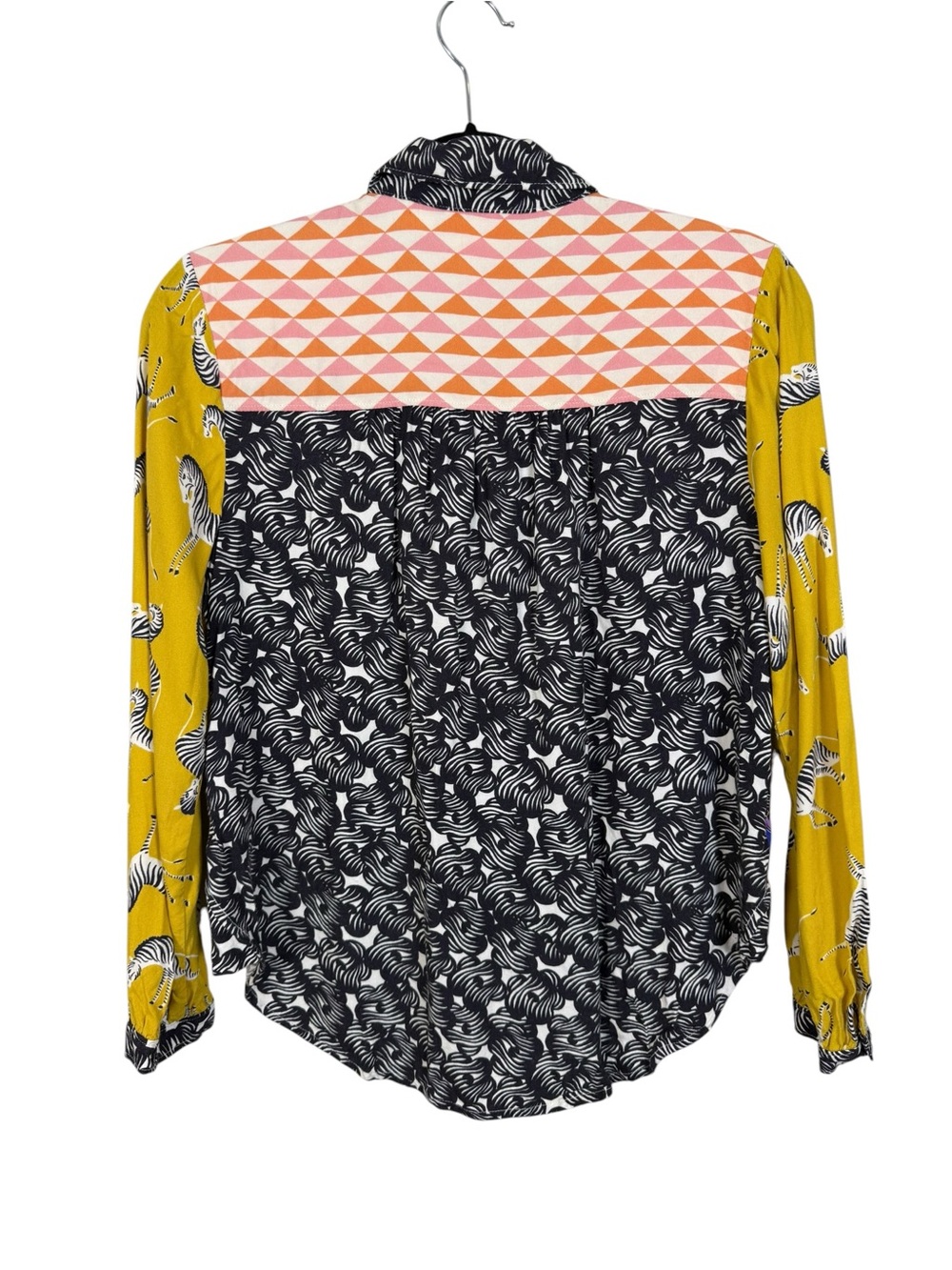 Anthropologie Maeve The Paz Mixed Print Button Down Zebra Floral Geometric Top S - Picture 5 of 5